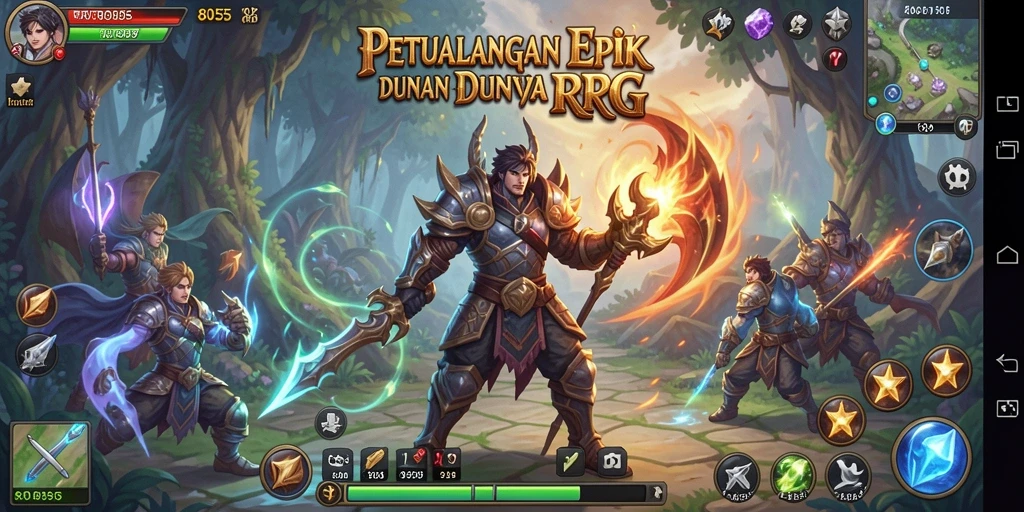 Tampilan gameplay epik dalam dunia petualangan RPG 8055.