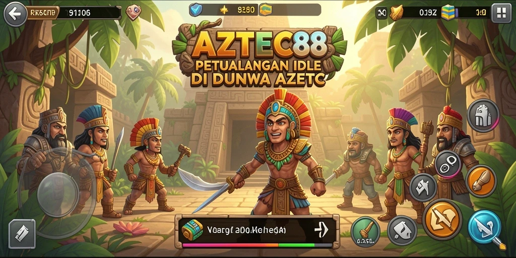 Tangkapan layar menunjukkan gameplay AZTEC88 yang seru dalam genre Idle.