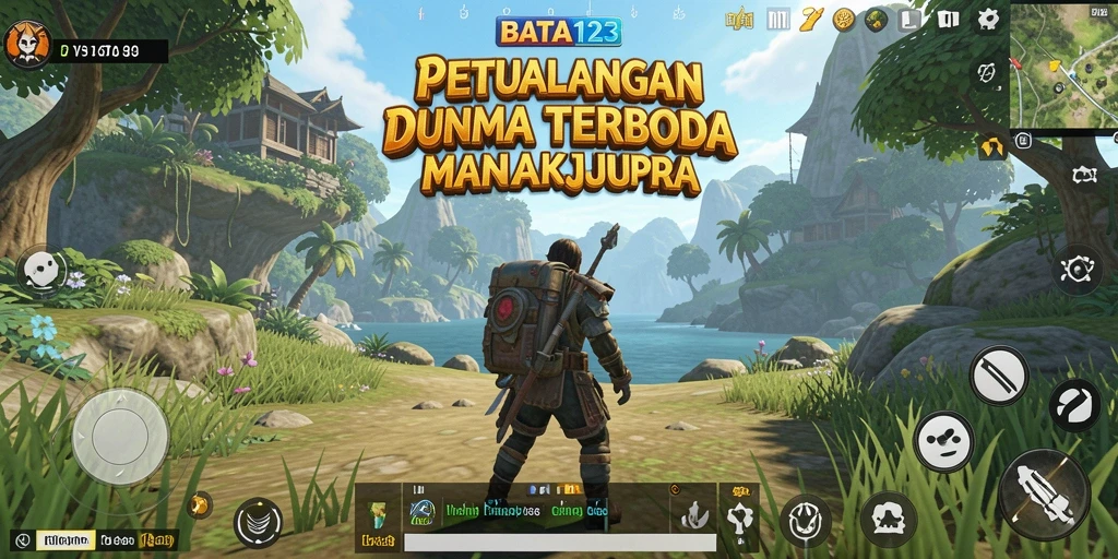 Tangkapan layar BATA123 menampilkan aksi eksplorasi dalam dunia terbuka yang luas.