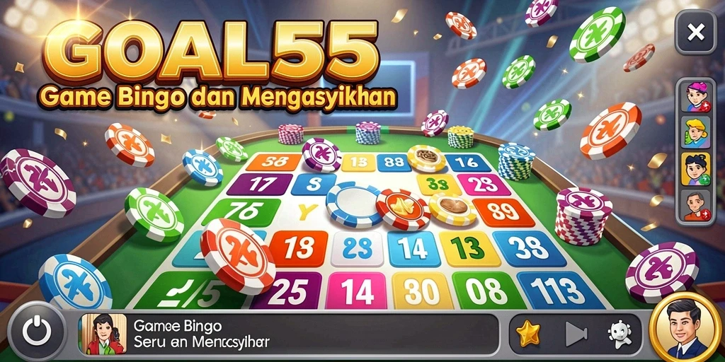 Gameplay seru GOAL55 dengan Bingo penuh warna dan interaktif.