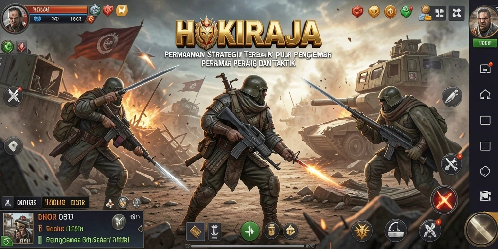 Screenshot HOKIRAJA menunjukkan momen epik dalam pertempuran strategi.