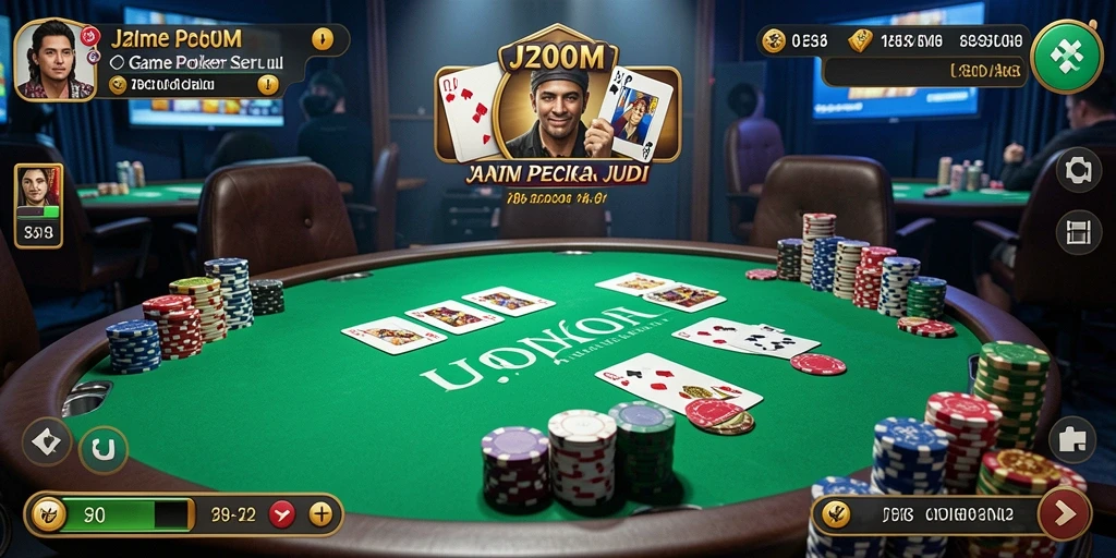 Tampilan seru dari gameplay Poker di J200M.
