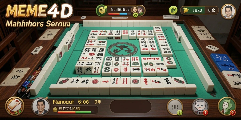 Tampilan menarik dari gameplay MEME4D yang menampilkan aksi Mahjong seru.