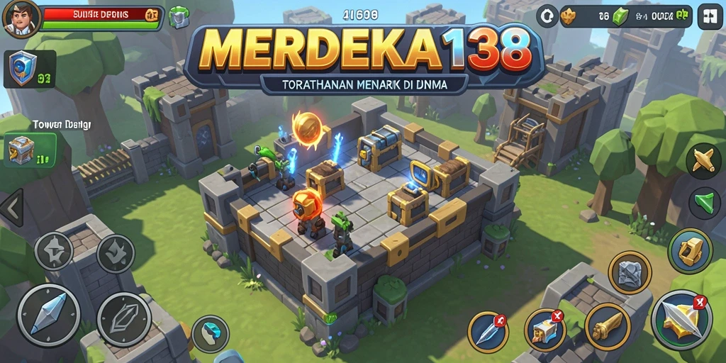 Tampilan gameplay seru dalam game Tower Defense MERDEKA138.