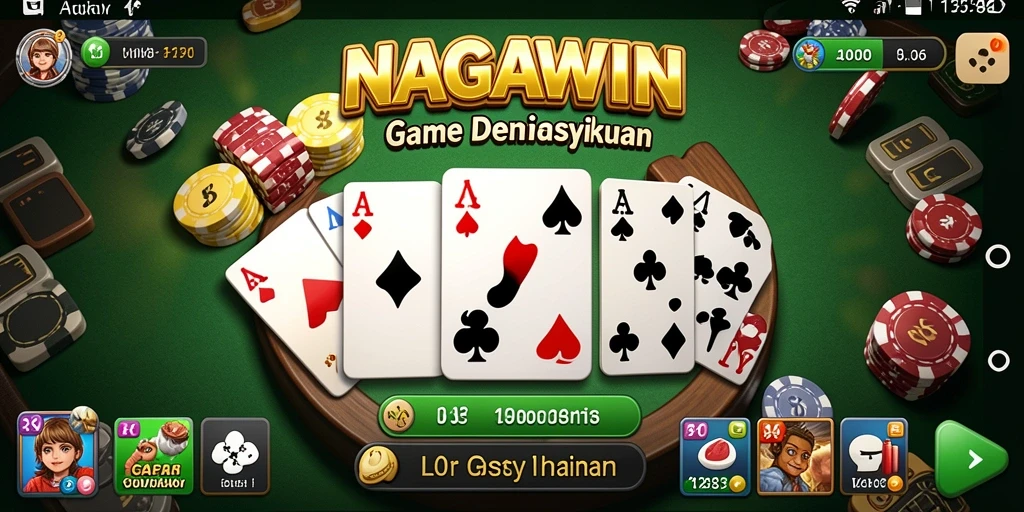Screenshot NAGAWIN menampilkan gameplay seru di meja domino.
