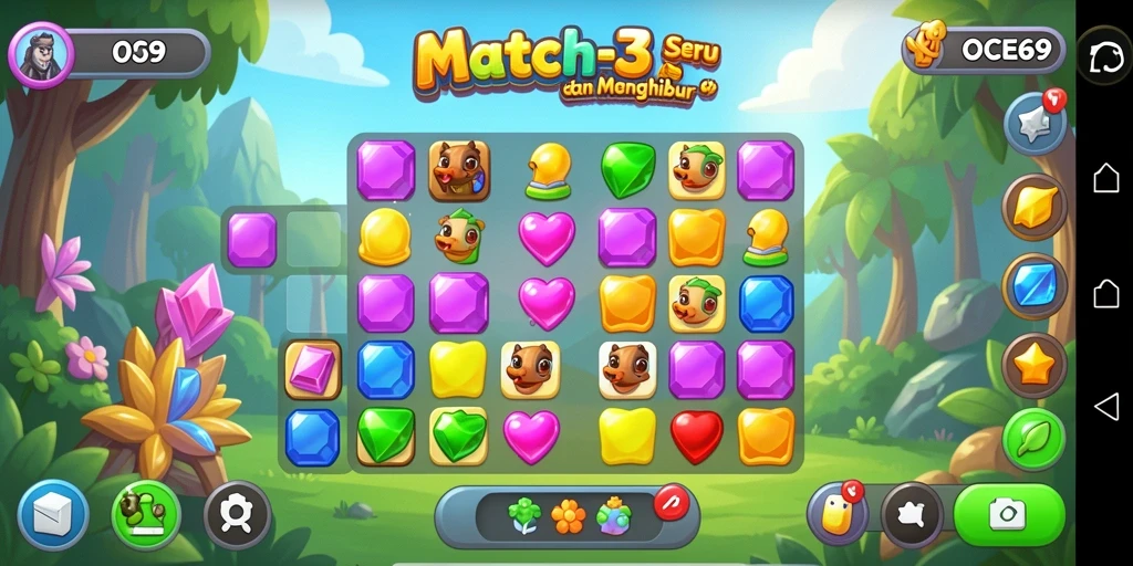 Tampilan gameplay OCE69 yang penuh warna dan seru.