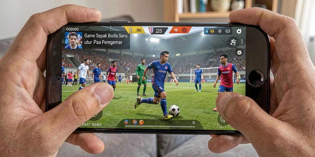 Tampilan gameplay seru dalam ODDIGO dengan aksi sepak bola yang menegangkan.