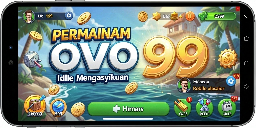 Tampilan gameplay OVO99 dengan grafik yang menarik dan fitur Idle.