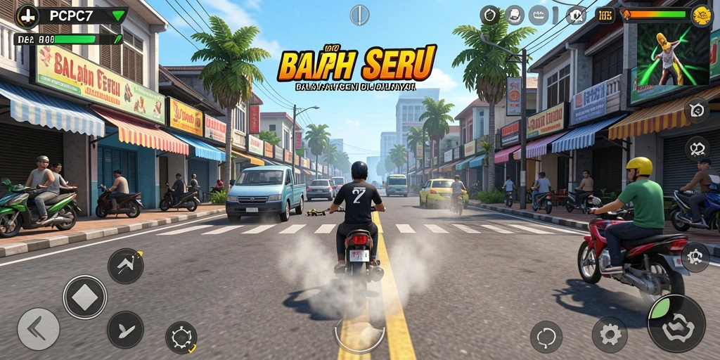 Tampilan menarik dari gameplay balapan PCPC7 yang penuh aksi.