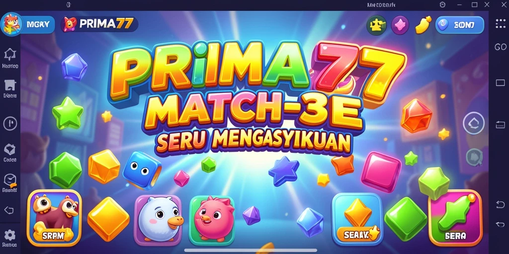 Tampilan permainan Match-3 yang penuh warna dan menarik.