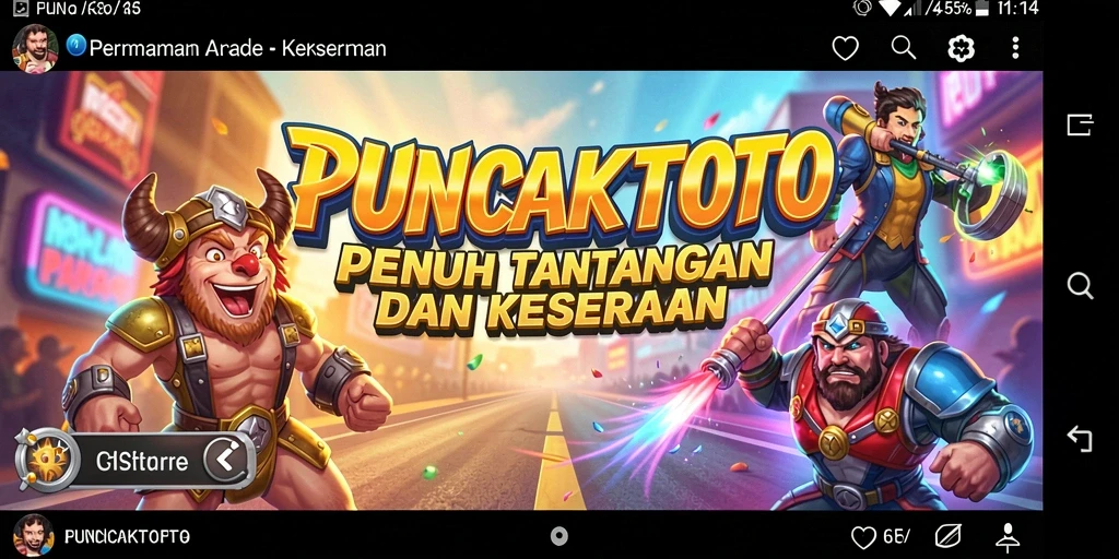Tangkapan layar utama PUNCAKTOTO menunjukkan aksi seru dalam gameplay arcade.