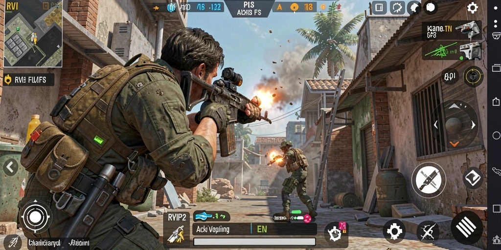 Tampilan aksi seru dalam permainan RVIP2 dengan gameplay FPS menarik.