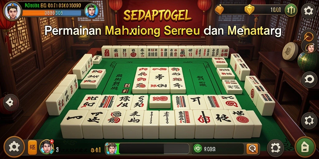 Tampilan gameplay seru SEDAPTOGEL dengan papan Mahjong yang unik.
