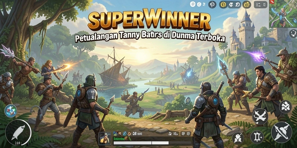 Tangkapan layar gameplay <strong>SUPERWINNER</strong> yang menunjukkan kebebasan eksplorasi di dunia terbuka.