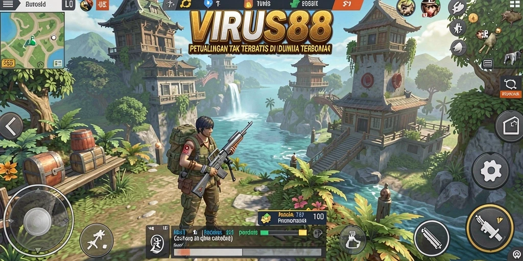 Tampilan gameplay menarik dari VIRUS88 di dunia terbuka.
