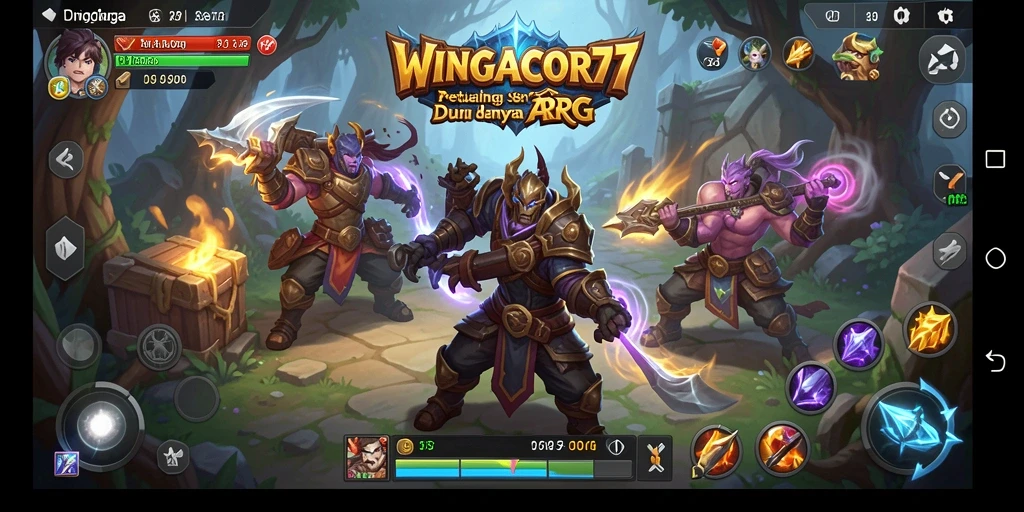 Tangkapan layar WINGACOR77 menunjukkan pertarungan seru dalam dunia fantasi.